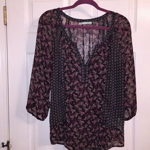 MAURICES sheer 3/4 length blouse. Size LG